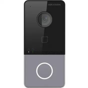 Hikvision DS-KV6113-PE1(C) vaizdo durų skambutis su 2 MP kamera, PoE, Mifare kortelių skaitytuvu, IP65, IK08, juodos spalvos