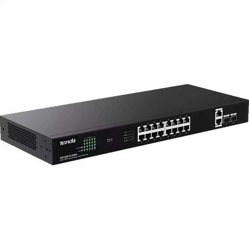Tenda TEG1120P-16-250W nevaldomas PoE+ jungiklis, 18 prievadų Gigabit, 2 SFP, 250W