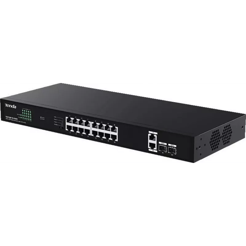 Tenda TEG1120P-16-250W nevaldomas PoE+ jungiklis, 18 prievadų Gigabit, 2 SFP, 250W