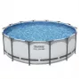 Bestway 5612X Plieninis rėminis antžeminis baseinas 427 x 122 cm (14 ft x 48 in) Apvalus rėminis baseinas su filtro siurbliu, kopėčiomis, dangčiu, pagrindo audiniu ir ChemConnect dozatoriumi
