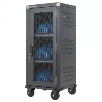 Manhattan 181471 30 vietų USB-C įkrovimo vežimėlis, 30 W vienam prievadui, juodas