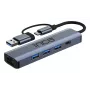 INCA Hub IUTP-5T USB-C/A į 3x USB-A 3.0 / RJ45 5 Gbit/s Pilka