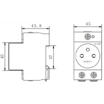 Noark Ex9DS-F 106194 Modulinis kištukinis lizdas, DIN bėgelis TH-35, 2,5 M, Schuko (F tipas), 16 A, 250 V, balta/pilka