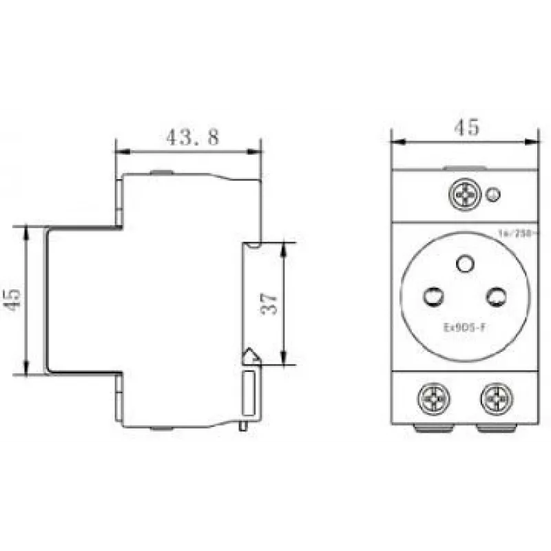 Noark Ex9DS-F 106194 Modulinis kištukinis lizdas, DIN bėgelis TH-35, 2,5 M, Schuko (F tipas), 16 A, 250 V, balta/pilka