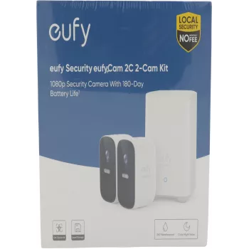 Anker Eufy Cam 2c 2+1 belaidė apsaugos kamerų sistema su HomeBase 2, 1080p Full HD, 2 kameros, IP67, spalvotas naktinis matymas, 180 dienų baterijos veikimo laikas, be mėnesinio mokesčio