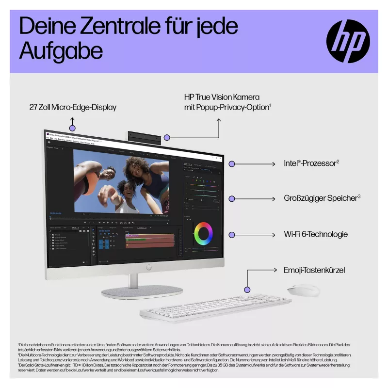 HP 27-cr0475ng All-in-One PC, 27 inch FHD IPS, Intel Core i7-1355U, 16GB RAM, 1TB SSD, Windows 11 Home, White