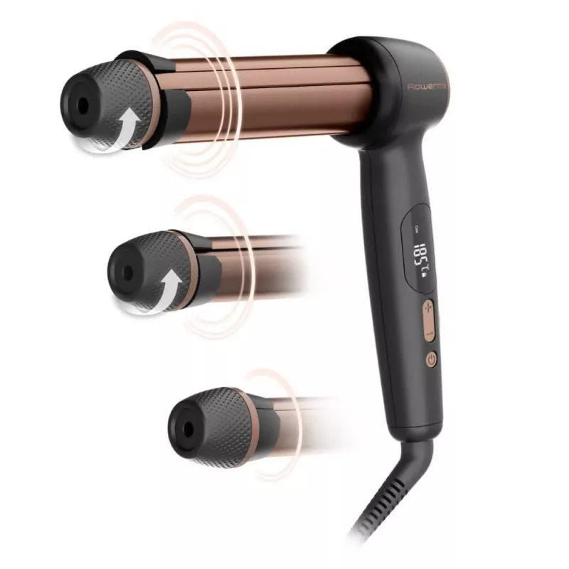 Rowenta CF4620E0 Twist Curl Garbanojimo lygintuvas - Keraminis, jonų kondicionavimas, 27/32/38 mm, LCD ekranas, 86 W, juoda/varinė