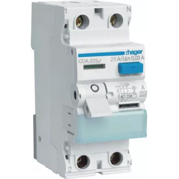 HAGER CDA225J RCCB 1P+N 25A 30mA A tipo 6kA
