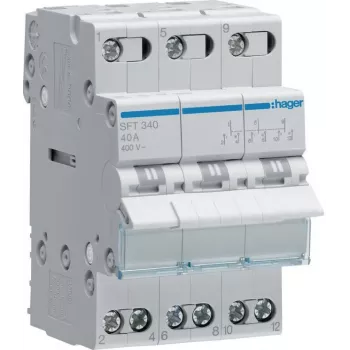Hager SFT340 Modulinis perjungimo jungiklis I-0-II 3P 40A 400V AC