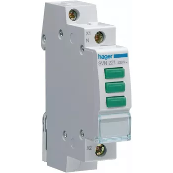 HAGER SVN221 Modulinis indikatorius, 230V AC, 3 x žalias LED, DIN bėgelis