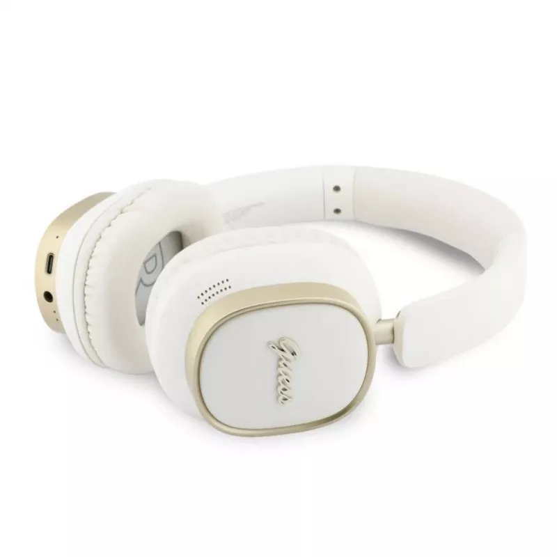 Guess Bluetooth ENC Rectangle Metal Script Ausinės Uždedamosios Baltos