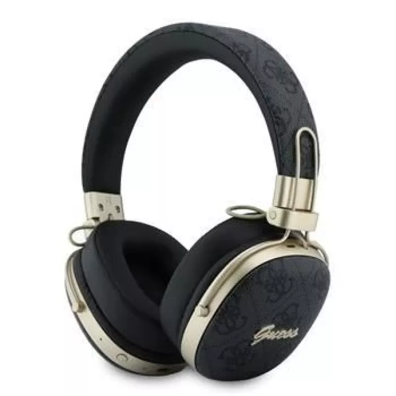 Guess Over-Ear Bluetooth Headphones with ENC, Metal 4G Script Logo, Black