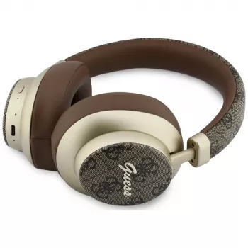 Guess GUE005457 Ausinės „Over-Ear“ su Bluetooth ir ENC, Ruda, Auksinis Script Metal Dizainas