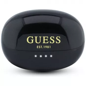 Guess Open-Wearable Stereo Bluetooth ausinės su metaliniu apdaila, elektrolizuotomis detalėmis, klasikiniu logotipu, juodos spalvos