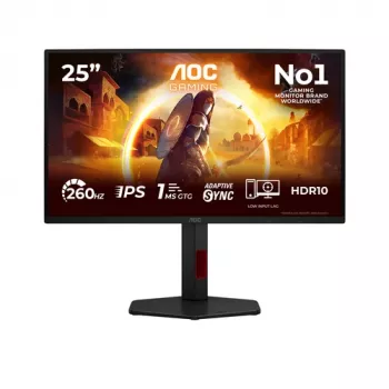 AOC Gaming 25G4ZR - 25 colių Full HD monitorius, 260 Hz (overclocked), 1 ms, suderinamas su G-Sync, HDR10 (1920x1080, 2x HDMI 2.0, DP 1.4) juoda/raudona
