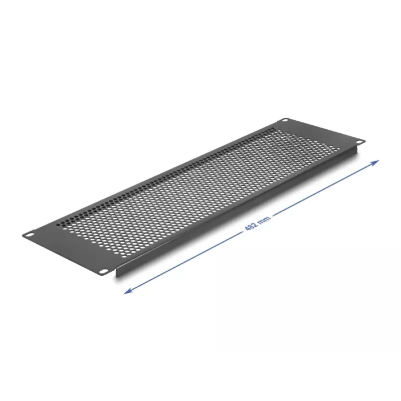 DELOCK 19 inch aklina plokštė su apvaliomis skylutėmis 3U juoda