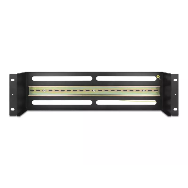 DELOCK 19 inch skirstomasis skydas su dangteliu ir DIN bėgeliu, įskaitant 2x kabelių įtempimo mažinimo bėgelius, 3U, plieninis, juodas