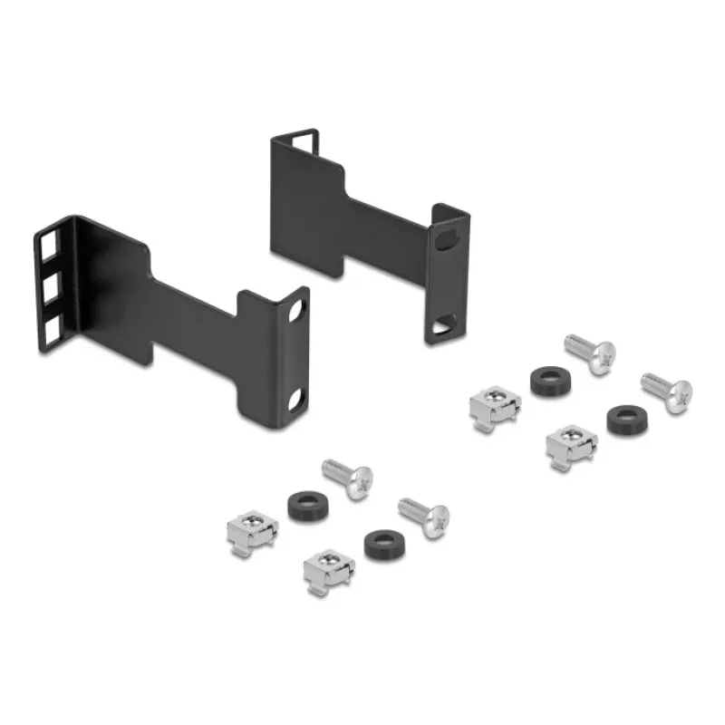 Delock Server Rack Depth Extension Adapter Mounting Kit, skirta prailginti montavimo gylį iki 10 cm, 1U, juoda