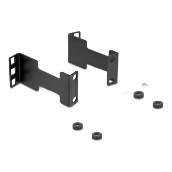 Delock Server Rack Depth Extension Adapter Mounting Kit, skirta prailginti montavimo gylį iki 10 cm, 1U, juoda