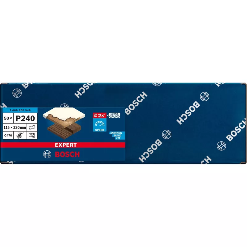 Bosch Expert C470 šlifavimo lakštas, 115 x 230 mm, grūdėtumas K240 (50 vnt. pakuotė, orbitiniams šlifuokliams)