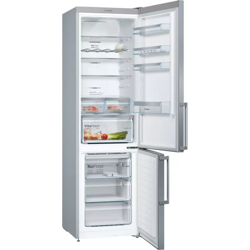 Bosch KGN397LEQ Laisvai pastatomas šaldytuvas-šaldiklis su NoFrost, VitaFresh, 363L, Inox-look, energijos klasė E