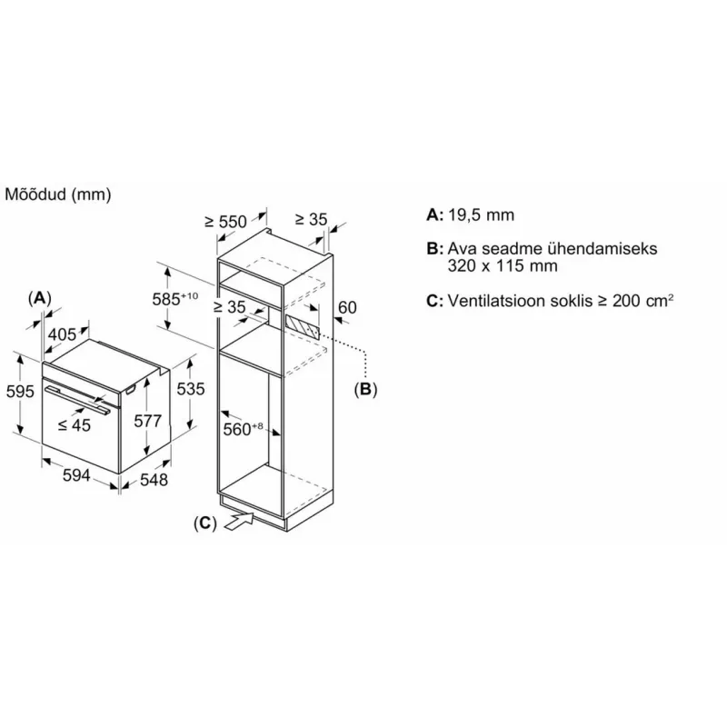 Bosch HMG976KB1 Series 8 įmontuojama mikrobangų krosnelė su garų pagalba, 71 L, juoda