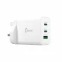 J5CREATE 65W GaN USB-C 3 prievadų įkroviklis UK Baltas