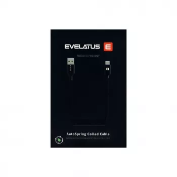 Evelatus AutoSpring Coiled Cable USB A to USB C 1.2m Black