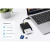 iLike 4-in-1 USB Smart Card Reader su SIM, SD ir Micro SD palaikymu, CAC skaitytuvas ID kortelėms, banko kortelėms, eID ir atminties kortelėms, juoda