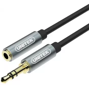 UNITEK 3.5mm garso ilginimo kabelis 1m - Kištukas į lizdą, auksuotas, juodas