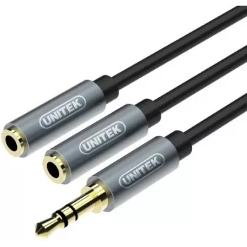 UNITEK Y-C956ABK 3.5mm Mini Jack Kištukas į 2x 3.5mm Lizdą Garso Skirstytuvas Adapterio Laidas - Juoda