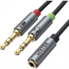 UNITEK Y-C957ABK 3,5 mm mini lizdo garso skirstytuvas, lizdas į 2 kištukus, 20 cm, juodas
