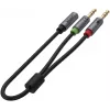 UNITEK Y-C957ABK 3,5 mm mini lizdo garso skirstytuvas, lizdas į 2 kištukus, 20 cm, juodas