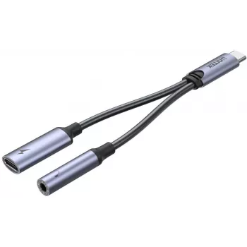 UNITEK USB-C į 3,5 mm garso lizdą ir USB-C 60W PD adapteris (Space Grey)