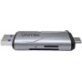 UNITEK SD/microSD kortelių skaitytuvas USB-A 5Gbps/USB-C Space Grey