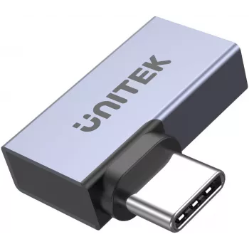 UNITEK USB-C Male į USB-C Female stačiu kampu plokščias adapteris 40Gbps 100W Space Gray
