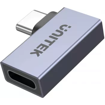 UNITEK USB-C Male į USB-C Female stačiu kampu plokščias adapteris 40Gbps 100W Space Gray