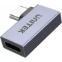 UNITEK USB-C Male į USB-C Female stačiu kampu plokščias adapteris 40Gbps 100W Space Gray