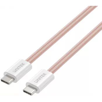 UNITEK Magnetic Coiling Braided USB-C to USB-C Cable 100W PD Pink 1m