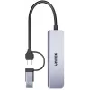 UNITEK 5-in-1 USB-C Hub su SD ir MicroSD kortelių skaitytuvu, 5 Gbps, Space Grey