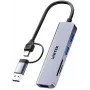 UNITEK 5-in-1 USB-C Hub su SD ir MicroSD kortelių skaitytuvu, 5 Gbps, Space Grey