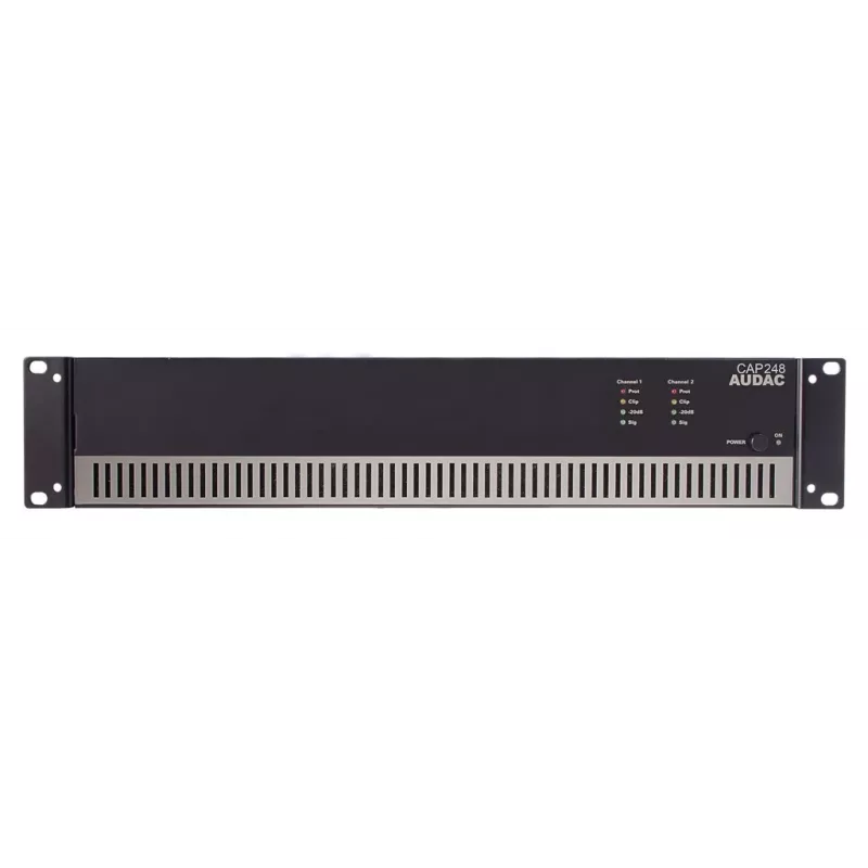 AUDAC CAP248 2 kanalų D klasės galios stiprintuvas 480W RMS 4 Ohm 1U juodas
