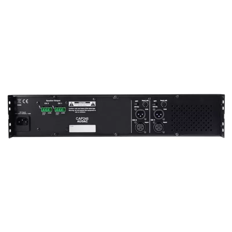 AUDAC CAP248 2 kanalų D klasės galios stiprintuvas 480W RMS 4 Ohm 1U juodas