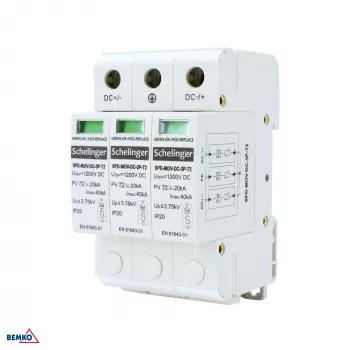 SCHELINGER 3P DC 1200V Type 2 apsaugos nuo viršįtampių įtaisas (SPD) fotovoltinėms sistemoms