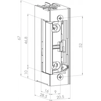 SCOT ES-S1224N Mažos srovės simetriškas elektromagnetinis užraktas 12/24V AC/DC 3000N