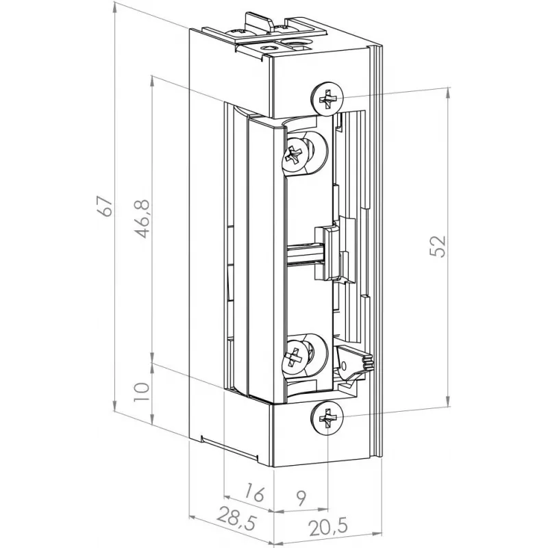 SCOT ES-S1224N Mažos srovės simetriškas elektromagnetinis užraktas 12/24V AC/DC 3000N