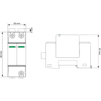VCX DC C2P 1000V PV30 Apsauginis įtaisas nuo viršįtampių 2 tipas 2P 1000V DC fotovoltinėms sistemoms