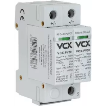 VCX DC C2P 1000V PV30 Apsauginis įtaisas nuo viršįtampių 2 tipas 2P 1000V DC fotovoltinėms sistemoms