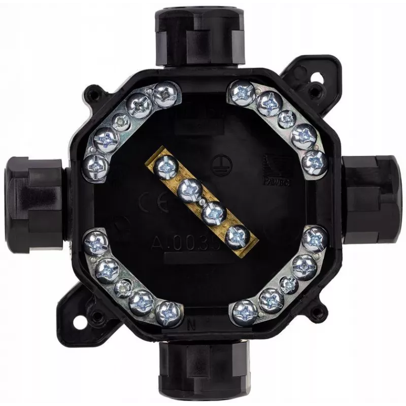 PAWBOL A.0035C Paviršinio montavimo hermetinė jungčių dėžutė PG16, IP67 (5x4mm²), juoda