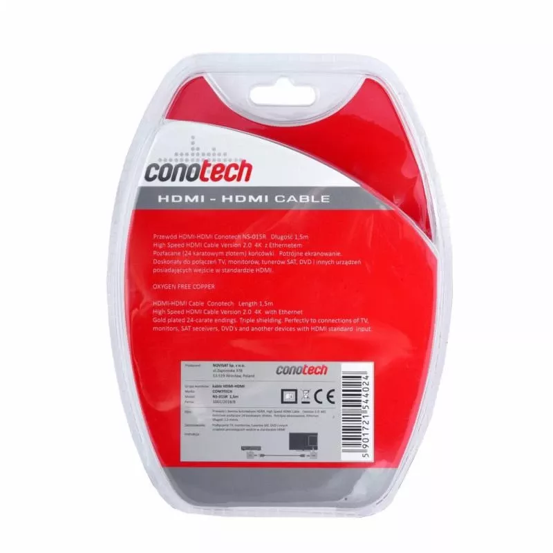 CONOTECH NS-015R HDMI 2.0 laidas 1,5 m juodas